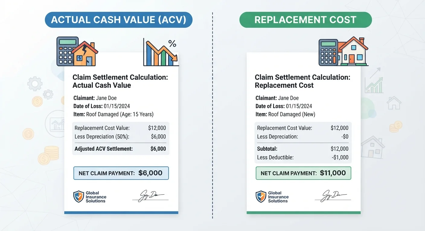 Actual Cash Value vs. Replacement Cost Value in Claims Settlements